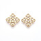 Brass Connector Charms, Cadmium Free & Nickel Free & Lead Free, Rhombus, Hollow Out, Real 18K Gold Plated, 16x16x1.2mm, Hole: 1.2mm