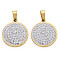 201 Stainless Steel Pendants, with Crystal Rhinestone and Stainless Steel Snap On Bails, Flat Round, Golden, 23x20x3mm, Hole: 3x7mm