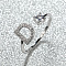 Brass Micro Pave Cubic Zirconia Cuff Rings for Women, Open Rings, Platinum, Letter D, Inner Diameter: 16~19mm