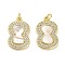 Brass Micro Pave Clear Cubic Zirconia Pendants, Cadmium Free & Lead Free, with Shell, Jump Ring, Oval, Real 18K Gold Plated, 22x14x3mm, Hole: 3.5mm