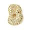 Rack Plating Brass Clear Cubic Zirconia Pendants, Cadmium Free & Lead Free, Long-Lasting Plated, Alphabet, Real 18K Gold Plated, Letter B, 18x13x5mm, Hole: 3x1.8mm