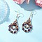 304 Stainless Steel Dangle Earrings, with Glass, Teardrop, Golden, Dark Orchid, 58x23.5mm