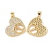 Brass Micro Pave Cubic Zirconia Pendants, Cadmium Free & Lead Free, Heart with Hollow Footprint Charms, Real 18K Gold Plated, 24.5x20.5x2.5mm, Hole: 3.5x4mm