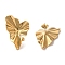 Ion Plating(IP) 304 Stainless Steel Heart Stud Earrings, Real 18K Gold Plated, 34x25mm
