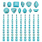 120Pcs 12 Styles Dyed Synthetic Turquoise Flat Back Cabochons, Square & Heart & Teardrop, Mixed Shapes, 7~15x3~12x2.5~5mm, 10pcs/style