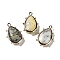Natural African Opal Pendants, with Platinum Brass Edge, Faceted, Teardrop, 22.5x14x5.5mm, Hole: 1.6mm.