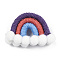 Polycotton(Polyester Cotton) Woven Rainbow Wall Hanging, Macrame Woven Rainbow with Pompom, Indigo, 35~37x48~52x16~17.5mm