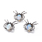 Opalite Brooch, with Alloy Findings and Glass, Spider, Antique Silver, 34~35x41~42x7mm, Hole: 3x5mm