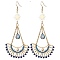 Synthetic Blue Spinel & Glass Dangle Earrings, with 304 Stainless Steel Earring Hooks, Moon, Golden, 96x43mm