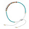 Elegant Natural Gemstone & Glass Seed Round Beads Braided Beaded Bracelets for Women, Cyan, Inner Diameter: 11 inch(28cm)