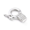 Brass Micro Pave Clear Cubic Zirconia Twister Clasps, Long-Lasting Plated, Platinum, 18x13.5x6mm, Hole: 5.5x3.5mm