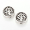 Tibetan Style Alloy Beads, Flat Round with Tree, Cadmium Free & Nickel Free & Lead Free, Antique Silver, 18x4mm, Hole: 1.5mm, about 265pcs/1000g