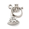 Rack Plating Alloy Rhinestone Pendants, Cadmium Free & Nickel Free & Lead Free, Musical Instruments Charms, Platinum, 18.5x12.5x4mm, Hole: 2mm