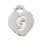 Non-Tarnish 304 Stainless Steel Pendants, Laser Cut, Heart with Letter Charm, Stainless Steel Color, Letter G, 15x12x1mm, Hole: 3x3.5mm