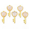 Natural Quartz Crystal Pendants, with Light Gold Plated Brass Findings, Key with Heart Charm, 38x17x6.5~7mm, Hole: 1.8mm