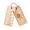 Wood Knitting Needle Gauges, with Iron Ball Chains, Rectangle, 6.5x3cm
