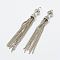 Brass Chain Tassel Pendants, with Alloy Caps, for DIY Jewelry Making, Antique Silver, 74~80x9mm, Hole: 3mm
