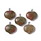 Natural Unakite Pendants, Heart Charms, with Platinum Tone Brass Findings, 23.5x25x8.5mm, Hole: 5x3.5mm