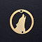 201 Stainless Steel Links connectors, Flat Round with Wolf, Golden, 20x1mm, Hole: 1.5mm