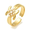 Ion Plating(IP) 304 Stainless Steel Cuff Open Rings, with ABS Imitation Pearl, Jewely for Women, Bowknot, Golden, 10mm, Inner Diameter: 17mm