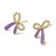 Серьги-гвоздики из латуни с бантом EJEW-R162-09G-2