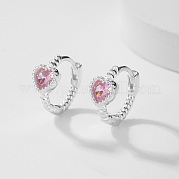 Серьги-кольца с кубическим цирконием в форме сердца AX2868-1