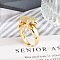 Brass Micro Pave Clear Cubic Zirconia Cuff Rings for Women Men, Cadmium Free & Lead Free, Leopard, Real 18K Gold Plated, 30.5x8.5mm, Adjustable