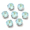 Mocha Fluorescent(MI) Flat Round Sew on Rhinestone, Multi-strand Links, with Brass Prong Settings, Garments Accessories, Aquamarine, 9x6.5mm, Hole: 1mm