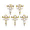 Brass Micro Pave Cubic Zirconia Charms, Nickel Free, Letter, Clear, Real 18K Gold Plated, Letter.T, 13x9.5x2.5mm, Hole: 1.2mm