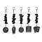 Natural Obsidian Chip Pendant Decorations, with Alloy Enamel Pendants and Alloy Clasp, Mixed Shapes, 70~76mm