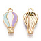 Alloy Enamel Pendants, Hot Air Balloon, Light Gold, Colorful, 18x10x2.5mm, Hole: 1.8mm