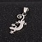 Tarnish Resistant Boy Jewelry Original Color 201 Stainless Steel Pendants, Gecko Silhouette, Stainless Steel Color, 36x16x1.5mm, Hole: 4x9mm