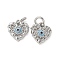 Brass Micro Pave Cubic Zirconia Charms, Cadmium Free & Nickel Free & Lead Free, Heart Charms, with Jump Ring, Platinum, 11x10x2.5mm, Hole: 3mm