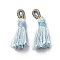 Polyester Tassel Pendants, Light Cyan, 36~36.5x6~7mm, Hole: 3x5mm