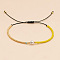 Adjustable Glass Seed Beads Braided Bead Bracelets for Women, with Imitation Pearl, Two Tone, Yellow