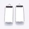 Tarnish Resistant 304 Stainless Steel Pendant Cabochon Settings, Plain Edge Bezel Cups, Rectangle, Stainless Steel Color, Tray: 10x25mm, 30x11x2mm, Hole: 2.4mm
