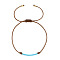 Handmade Glass Seed Beads Braided Bead Bracelets, Adjustable Fiber Cord Braided Bracelets for Women, Column, Coconut Brown