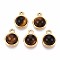 Natural Tiger Eye Half Round Charms, 201 Stainless Steel Findings, Real 18K Gold Plated, Ion Plating(IP), 13.5x10x5.5~6mm, Hole: 1.5~1.6mm