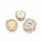 Natural Dyed Quartz Pendants, Solar Quartz, with Golden Plated Edge Brass Findings, Flat Round, Navajo White, 25~42x22~23x4~6mm, Hole: 2.5mm
