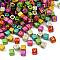 Opaque Acrylic Beads, Cube with Letter, Mixed Color, 5.5x6.5x5.5mm, Hole: 3.5mm, about 3000pcs/500g