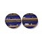 Transparent Resin & Walnut Wood Pendants, with Gold Foil, Flat Round Charm, Blue, 30x3.5mm, Hole: 2mm
