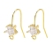 Brass Micro Pave Cubic Zirconia Earrings Findings, Real 18K Gold Plated, Star, 17.5x7mm, Hole: 1.2mm, Pin: 0.8mm