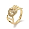 Brass Pave Cubic Zirconia Adjustable Rings, Cadmium Free & Nickel Free & Lead Free, Oval, Real 18K Gold Plated, Inner Diameter: 17.2mm