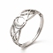Non-Tarnish 304 Stainless Steel Crescent Moon Adjustable Ring for Women, Stainless Steel Color, US Size 6 1/4(16.7mm)