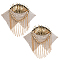 2Pcs Iron Fashion Tassel Epaulette, Detachable Punk Style Rivet Shoulder Badge, with Alloy & Felt Finding, Golden & Silver, 173x185x12mm