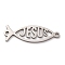 201 Stainless Steel Hollow Religion Jesus Fish Connector Charms, Non-Tarnish, Stainless Steel Color, 7.5x24.5x1mm, Hole: 1.4mm