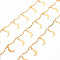 Handmade Brass Scalloped Bar Chains, Soldered, with Spool, Moon, Real 18K Gold Plated, 15.5x1.5x2.5mm and 3.8x2.5x0.3mm, about 16.4 Feet(5m)/roll