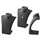 Stereoscopic Necklace Bust Displays, PU Mannequin Jewelry Displays, Covered by Rattan, Black, 265x210x125mm
