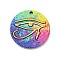 Non-Tarnish 201 Stainless Steel Pendants, Flat Round, Stainless Steel Color, Eye of Ra Pattern, 25x1mm, Hole: 1.8mm