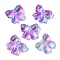 Transparent Spray Paint Glass Beads, Bowknot, Purple, 15.5x17.5x7.5mm, Hole: 1.4mm